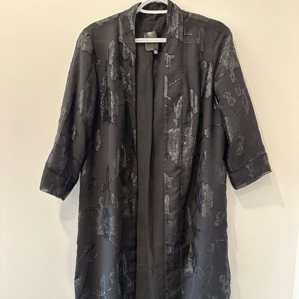 Dynamite Sheer Longline Kimono/Duster Jacket Size Medium Black